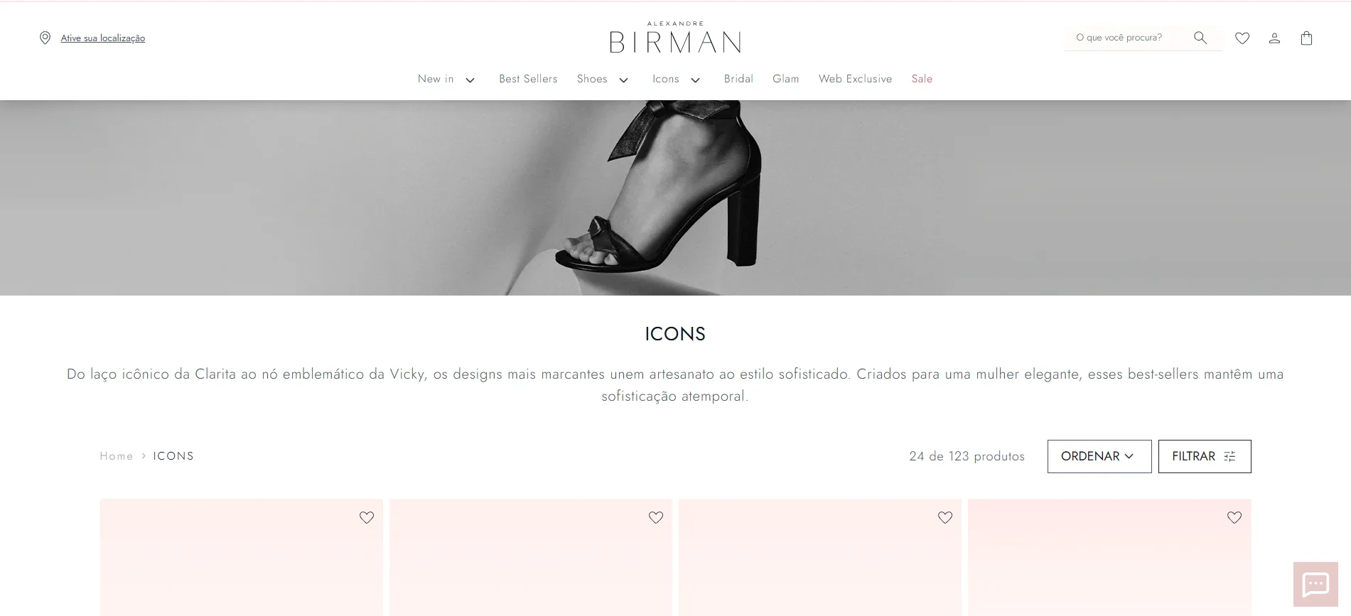 Página de categoria do site Alexandre Birman