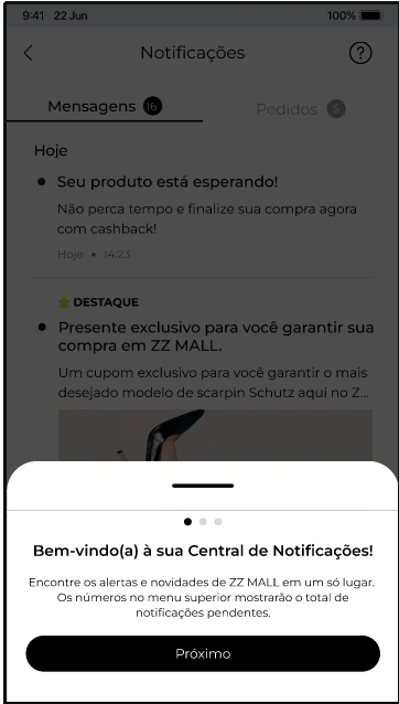 Bottom sheet de boas-vindas no primeiro acesso