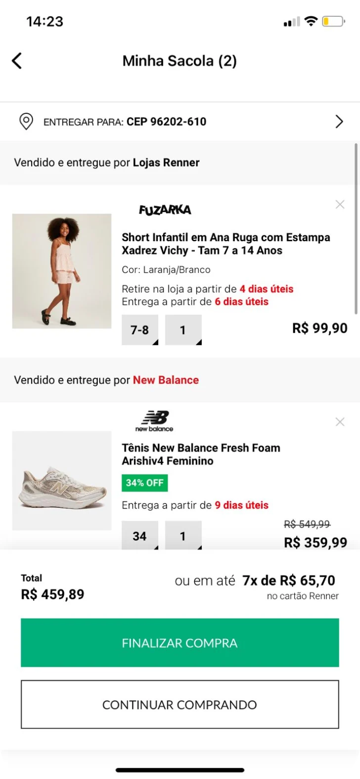 Referência de checkout 1